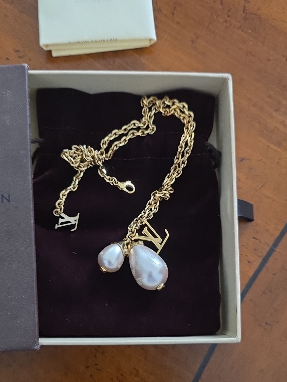 Louis VuittonFaux Pearl Damier Perle Pendant Necklace